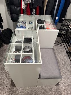 White Glass-Top Jewelry Organizer Display Cabinet