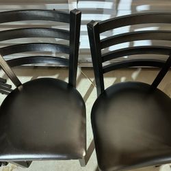 4 Hercules Black Metal Frame Vinyl Ladder Back Metal Chairs