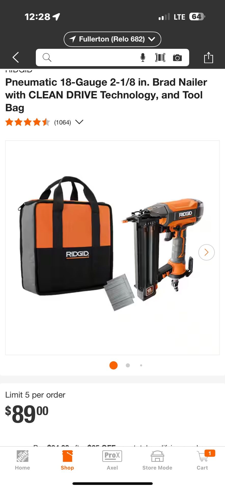 Ridgid 18 ga nail gun