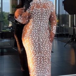 Plus Size Crystal Mesh Dress