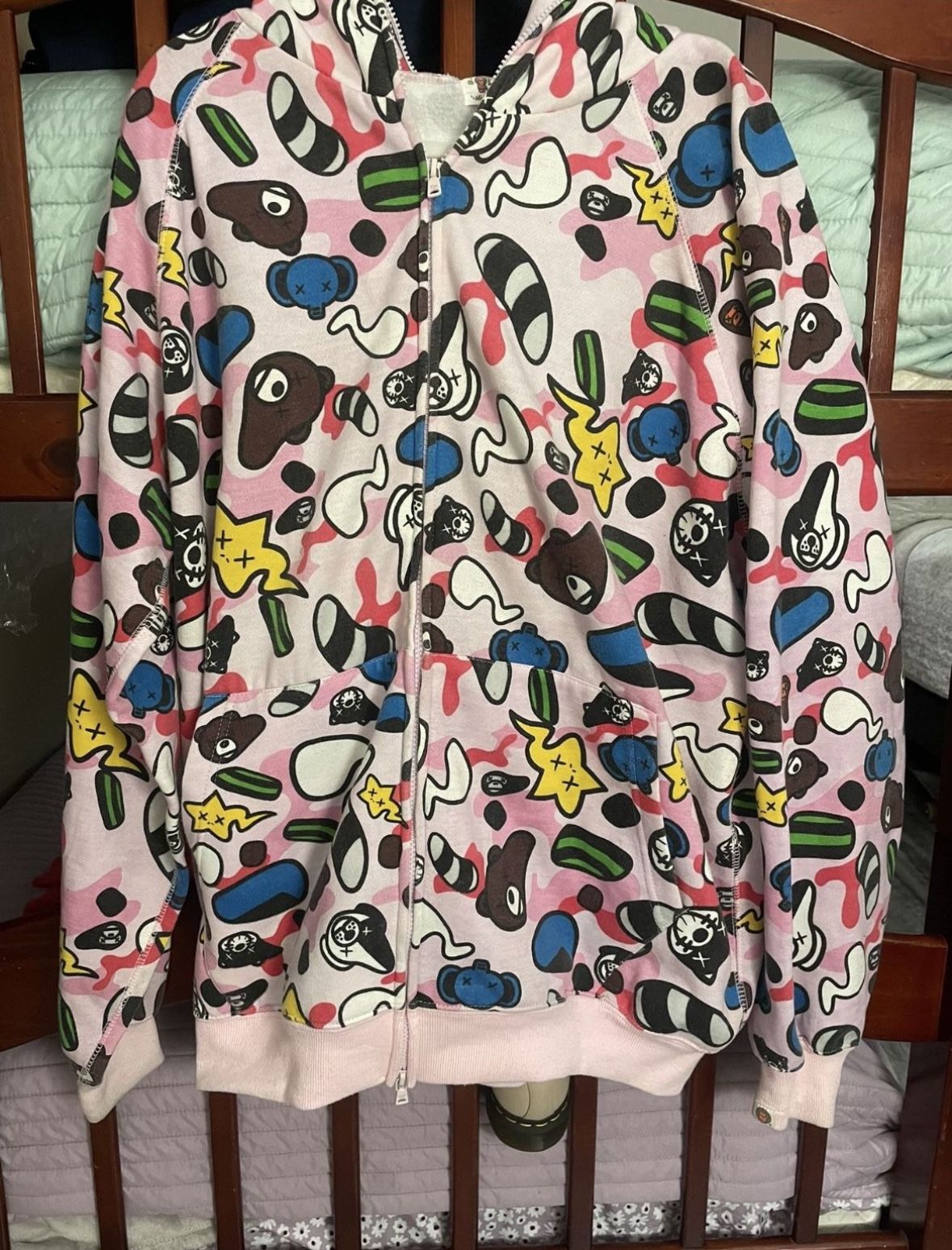 BAPE × KAWS Milo Animal Kingdom full zip hoodie NIGO Pink A Bathing Ape Size XXL