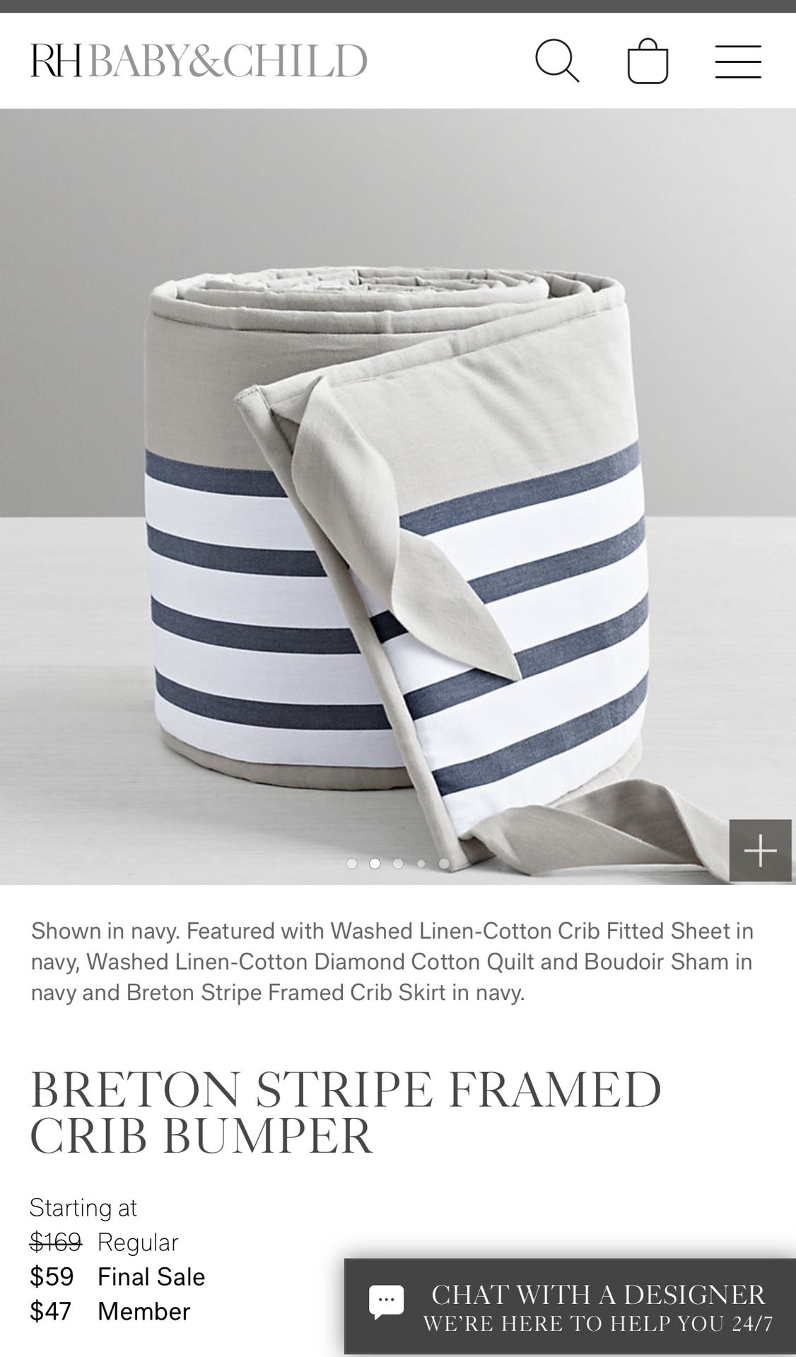 RH Baby Crib Bumper