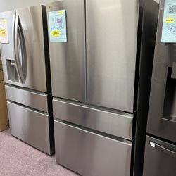 Refrigerator, 36” LG Open Box 4 Door Refrigerator Free Delivery  With 1 Year Warranty 