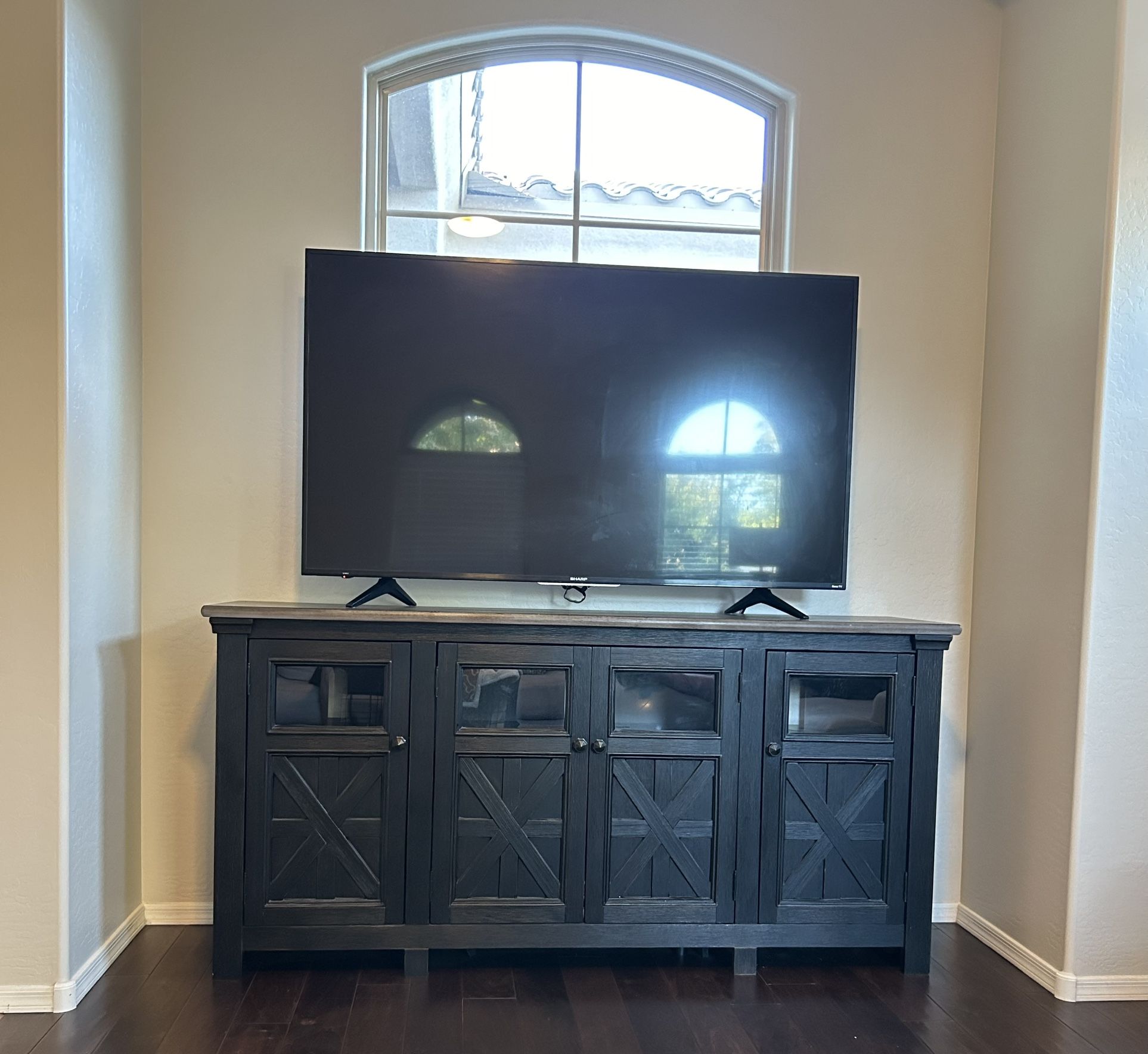 Ashleys Wood TV stand 74” NEW