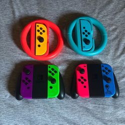 3 Pairs Of Switch Joycon Controllers W/ Accessories