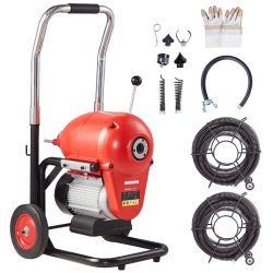 VEVOR Drain Cleaner Machine 120FT x 6/5 Inch, 1100W Electric Sewer Snake Auger Manual Feed