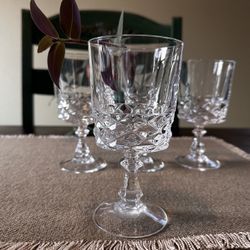 4 Vintage Crystal d'Arques, MCM W M Dalton Lead Crystal Goblets , France