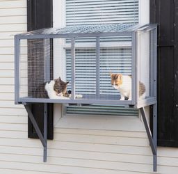 Window Catio, Catio Outdoor Cat Enclosure Window Box, Wooden Cat Window Perch