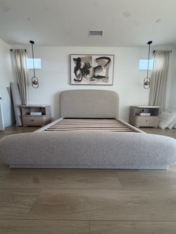 Upholstered Platform Bed Frame with Headboard