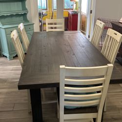 Farm Table With 6 Chairs 80x40 Still Available 