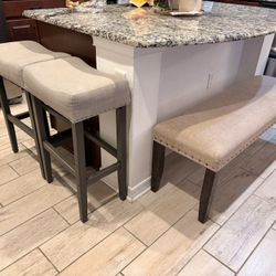 Kitchen bar stools and counter bench (3 pieces)