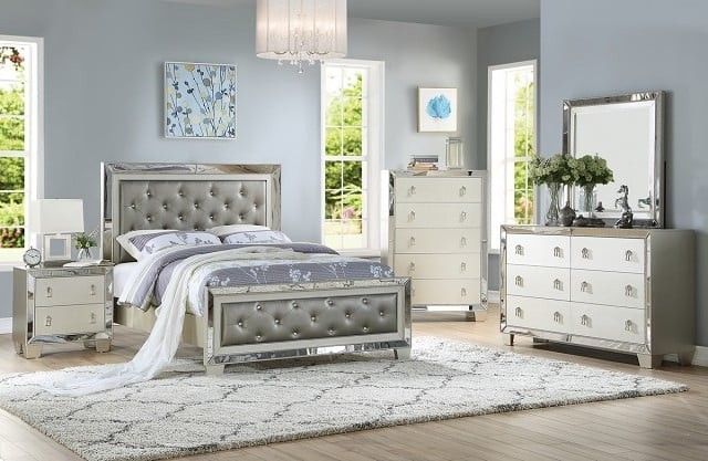 Brand New Silver Queen Bedframe + Dresser + Mirror +...