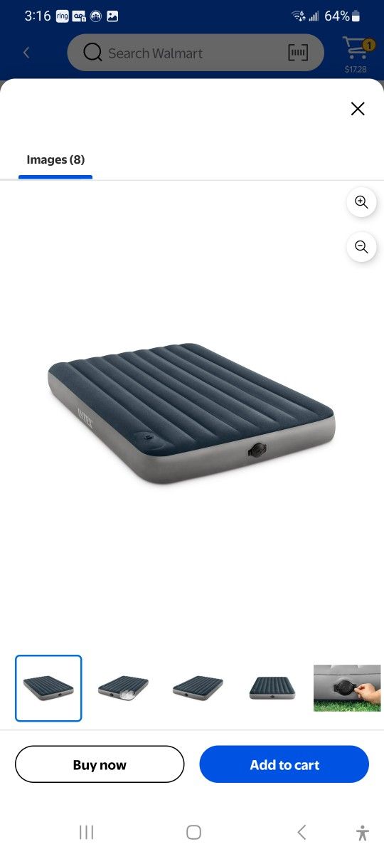 Intex 10in Queen Dura-Beam Single High Airbed Mattress with Built-In 2-Step Pump