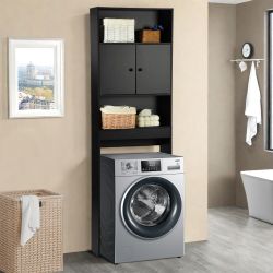 MOHG 25” Over The Toilet Storage Cabinet with Open Shelves Bathroom Organizer Black