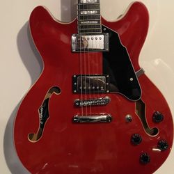Red Semi Hollow Body Guitar