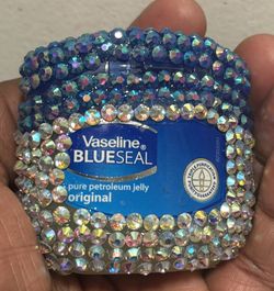 Crystal Vaseline, Bedazzled Container, Skin care,Lipstick, Gloss, Cosmetics, Accessories, Travel, Bling, Rhinestone