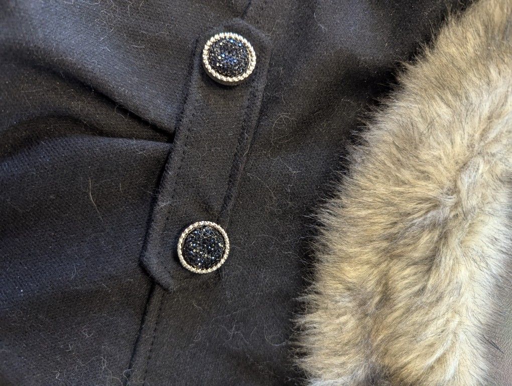 Faux Fur Lined Wool Fancy Small Dog Coat