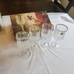 Set of 4 Longchamp Cristal D'Arques Lead Crystal Wine Glasses