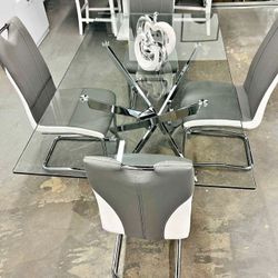 Silver Glass Dining Table 