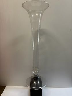 Tall Clear Glass Trumpet Vase
