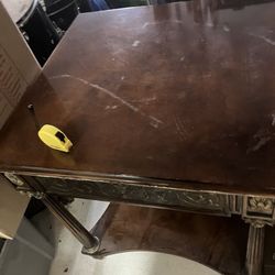 Antique Walnut Wood Victorian Era Square Two Tier Table Museum Collection 