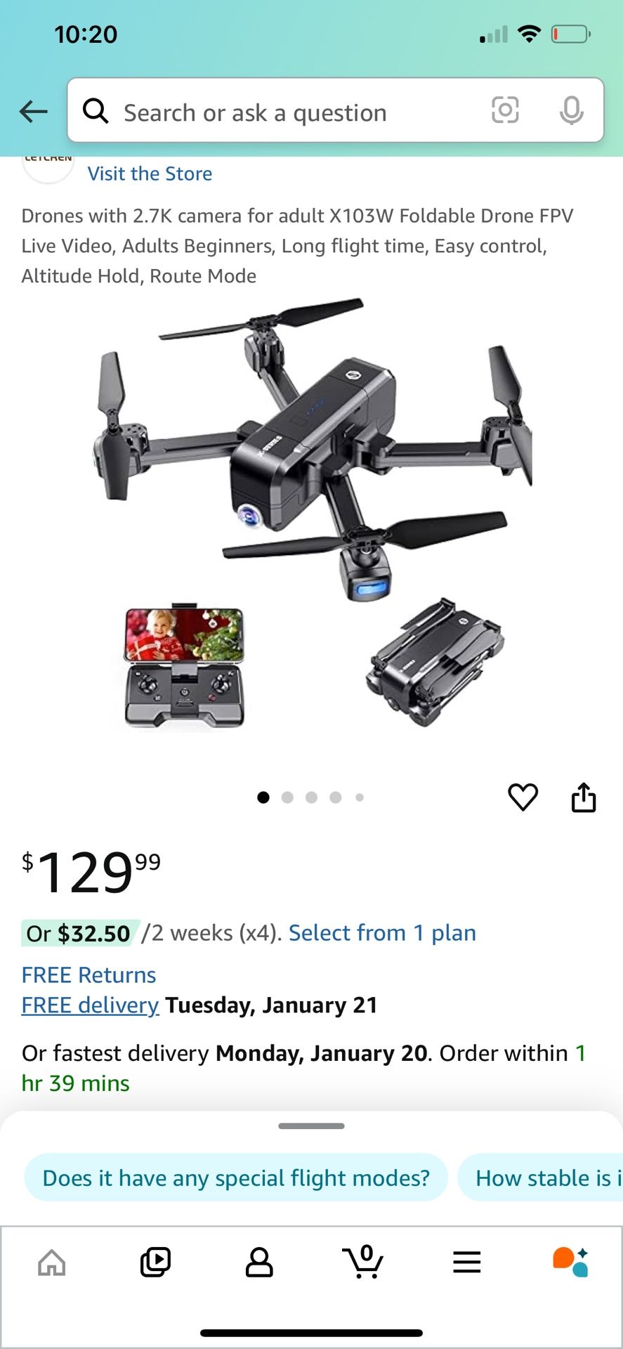 SANROCK X103W 2.7K Camera /U61W 720P HD Camera Drone