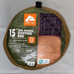 Ozark Trail 15 Degree Cold Weather Rectangle Canvas Sleeping Bag, 84”x36”