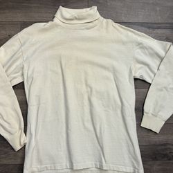 Vintage Banana Republic Beige Turtle Neck Long Sleeve T-shirt Rare 80s USA Made