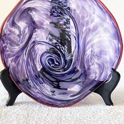 VTG Glass Wall Plate Made Using The Italian Glassblowing Technique Incalmo-8 5/8" x 8 3/8"