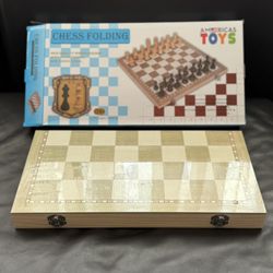 Chess Folding Wooden Game Set Brand New 