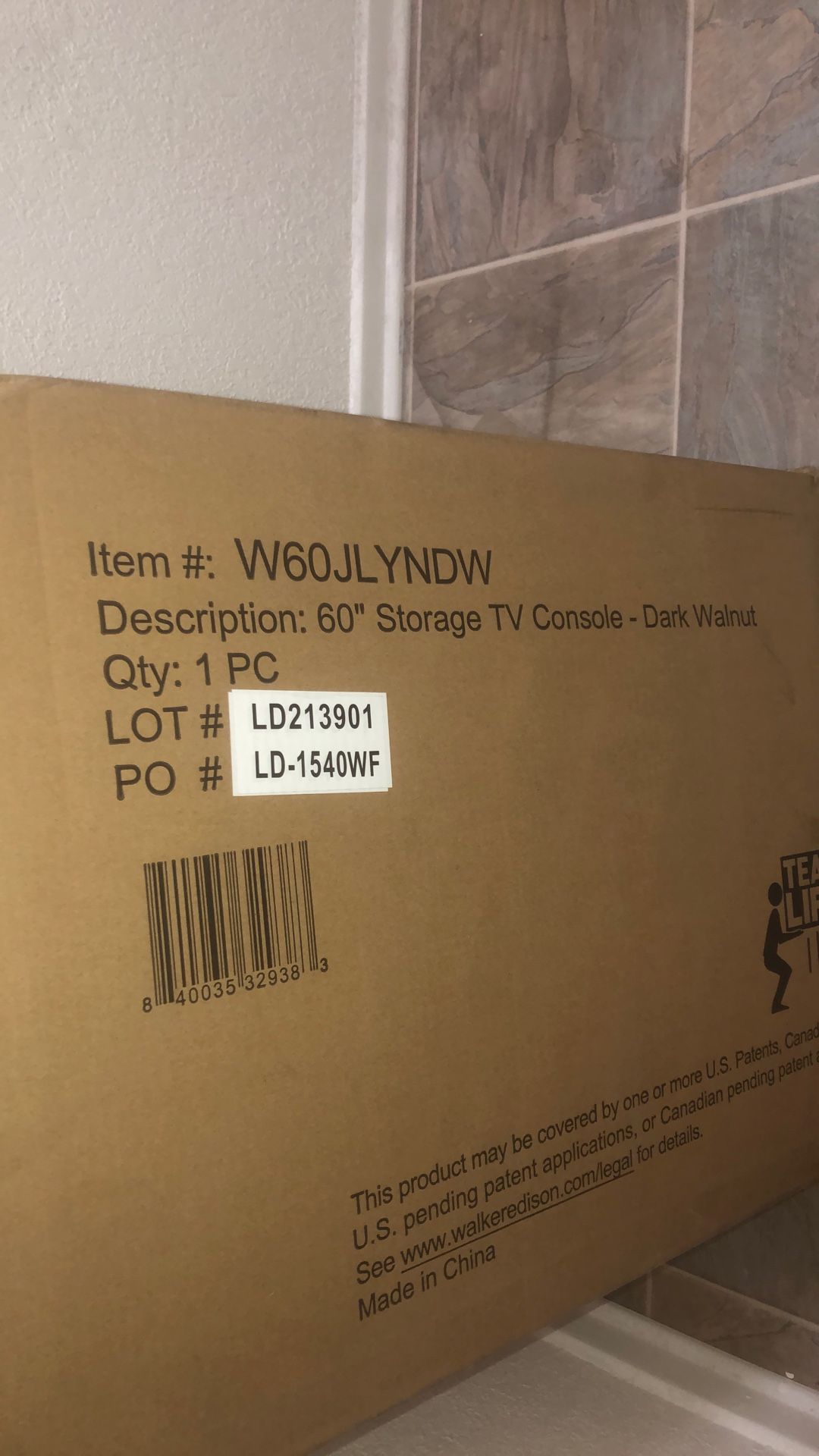 Storage TV Console -Dark Walnut 60”