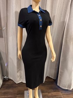 Black Knit Midi Bodycon Dress
