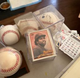 Autographed baseballs and cards