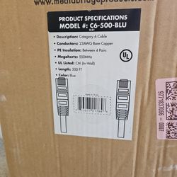 500' CAT6 cable. Unopened 