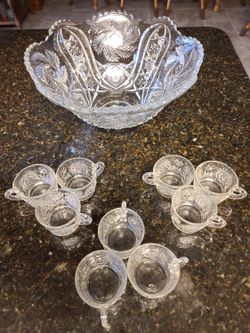 Beautiful Punch Bowl And Cups