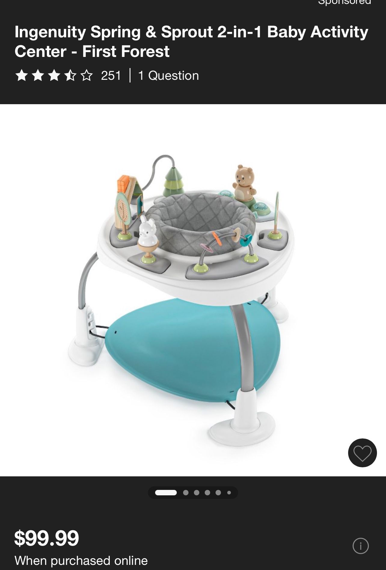 Ingenuity Spring & Sprout 2-in-1 Baby Activity Center