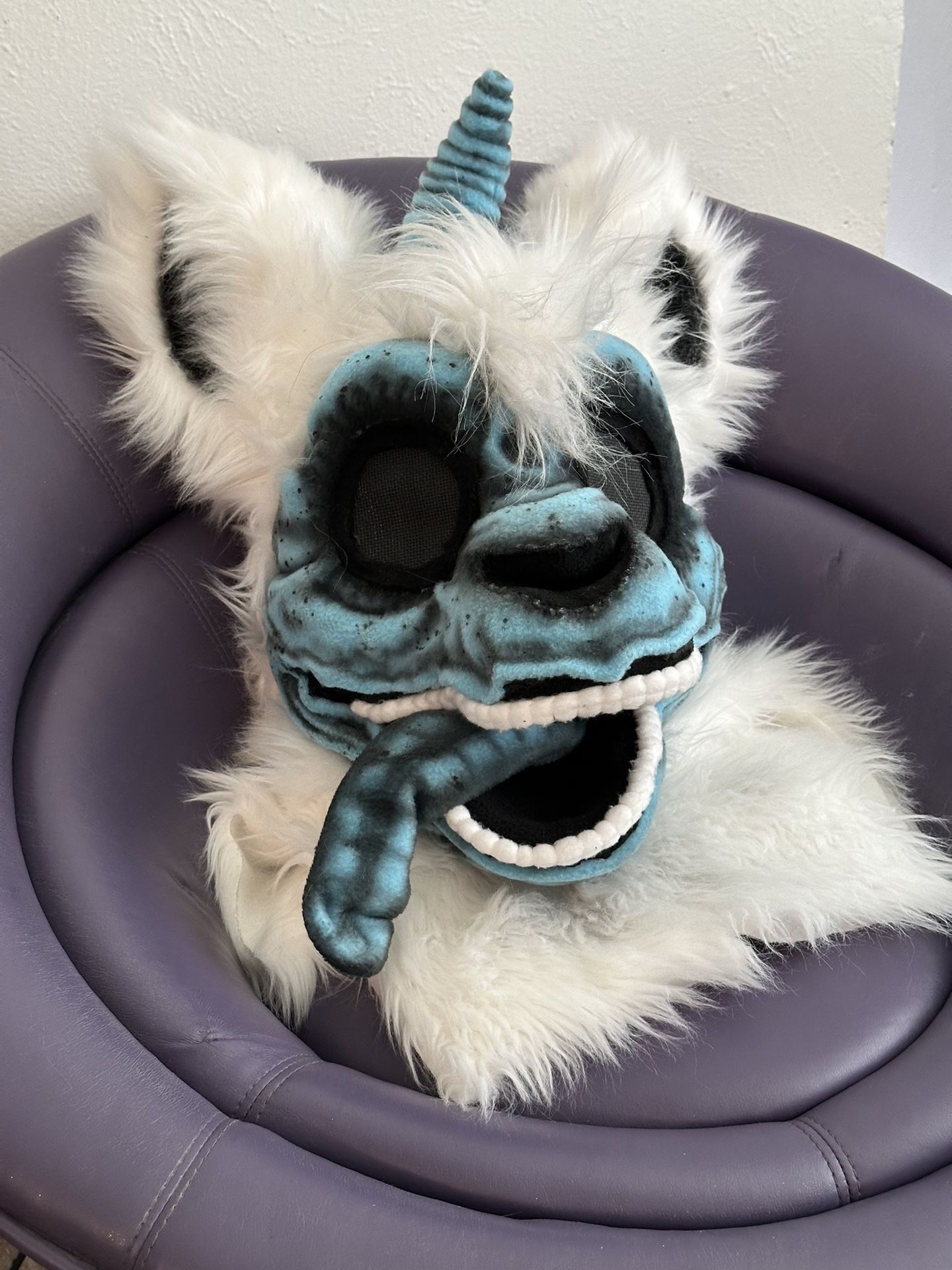 Furry Costume Anime Head Fursuit Partial Mascot Dark Unicorn Trippy