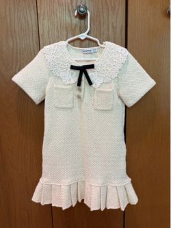 self-portrait - kids 5-6 boucle cream designer dress