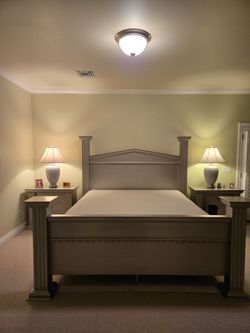 Four-Poster Queen Bed Frame with Nightstands