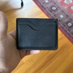 Black Leather John Varvatos Designer Card Wallet Full Grain Leather 