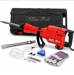 2200W Demolition Jack Hammer Flat Chisel Bull Point Chisel Bits Demo Chipping Hammer Concrete Pavement Breaker DIY Construction Concrete Floor Breaker
