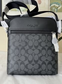 Coach Houston Flight Bag In Signature Charcoal Black