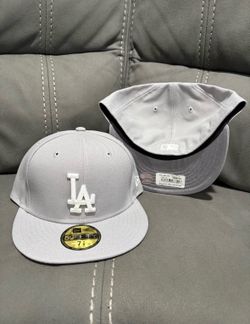 MLB New Era Los Angeles Dodgers Grey Basic 59fifty Fitted Hats Size 6 7/8, 7 1/8, 7 3/8 And 7 1/2