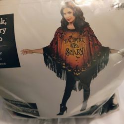 Womens Be Scary Pancho With Headpiece Costume 