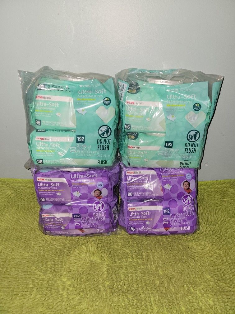 4 Pack 192 Baby Wipes( Cucumber And Green Tea Scent/ Fresh Scent)