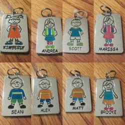 Children's metal name tag charms