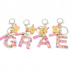 Initial Pink Key Ring