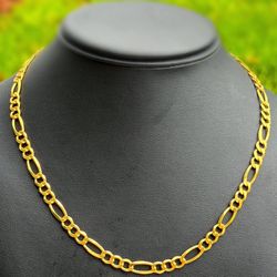 Vintage Jewelry .925 sterling silver Figaro link chain necklace gold plated 20.00” 5.70mm
