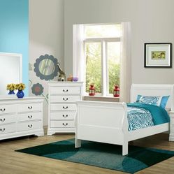 New Puppies Twin Bedroom Set Twin Bed Frame Dress Or Mirror And Night Stand All Solid Wood
