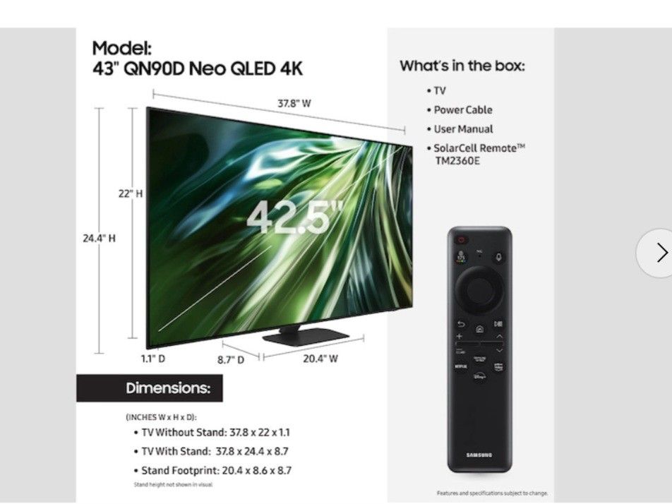SAMSUNG 43"INCH NEO QLED 4K Q90D